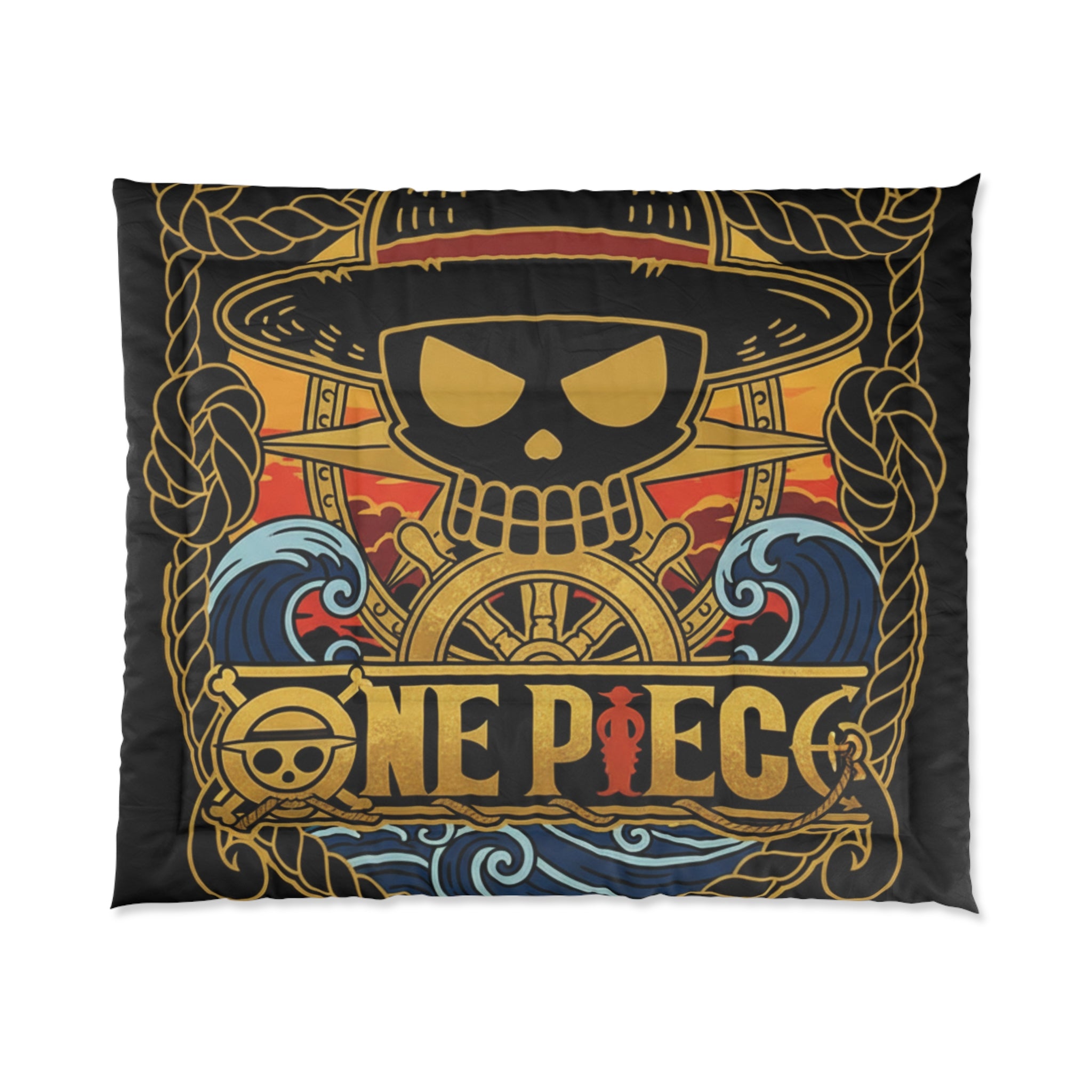 One Piece Skull Emblem Comforter | Anime Pirate Bedding