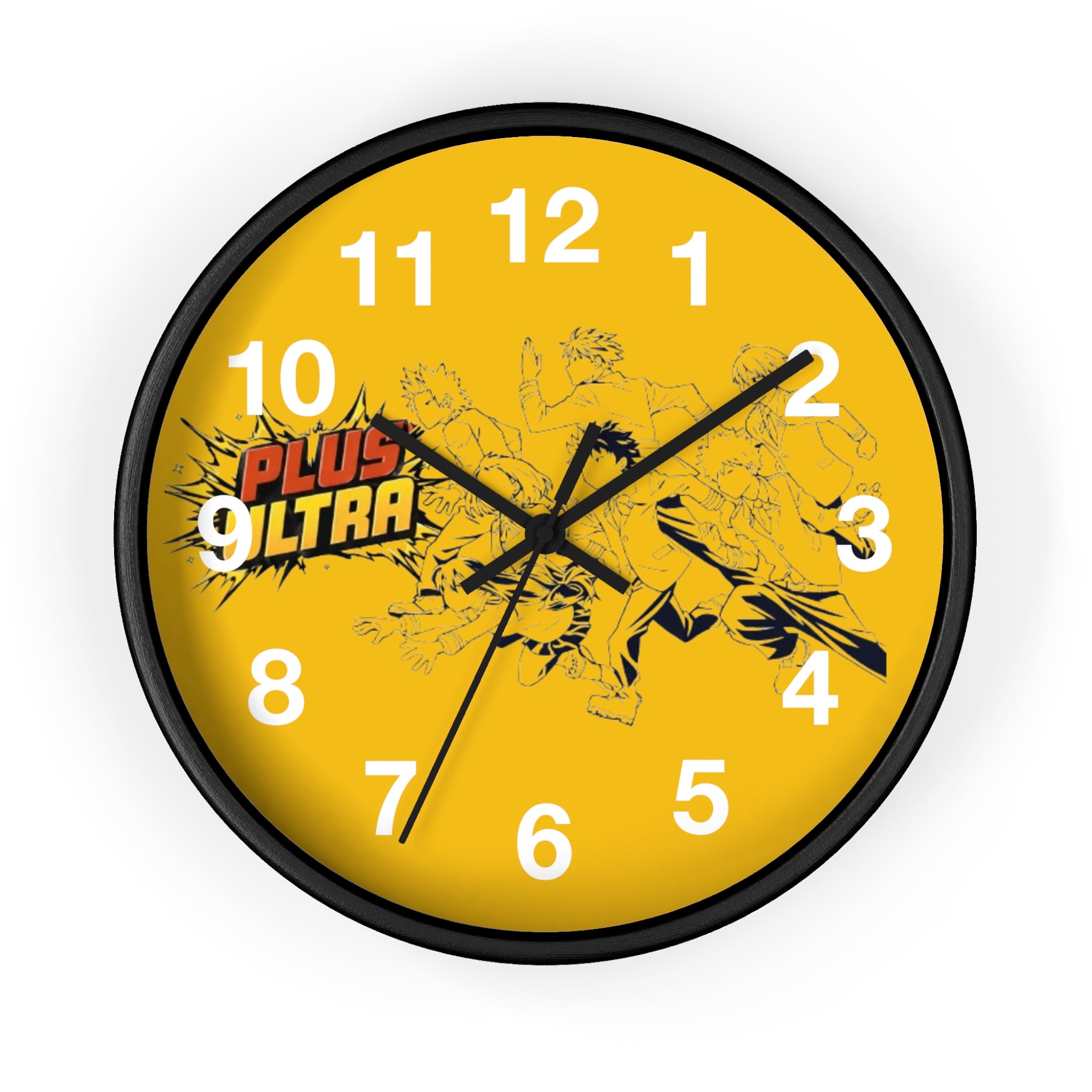 Plus Ultra Heroes Wall Clock | Yellow Anime Action Clock