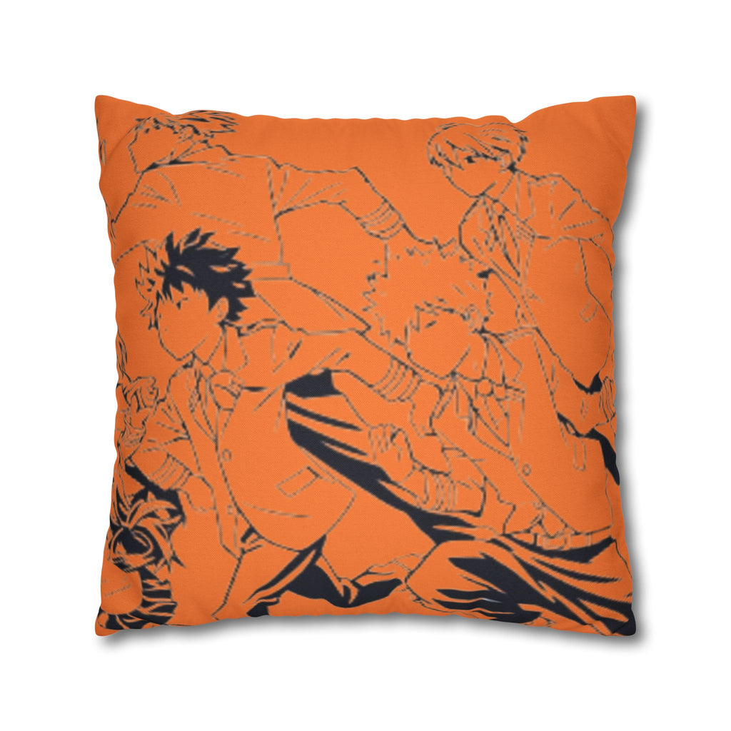 Plus Ultra Pillowcase | Comic Pop Art Typography, Orange Square Pillow