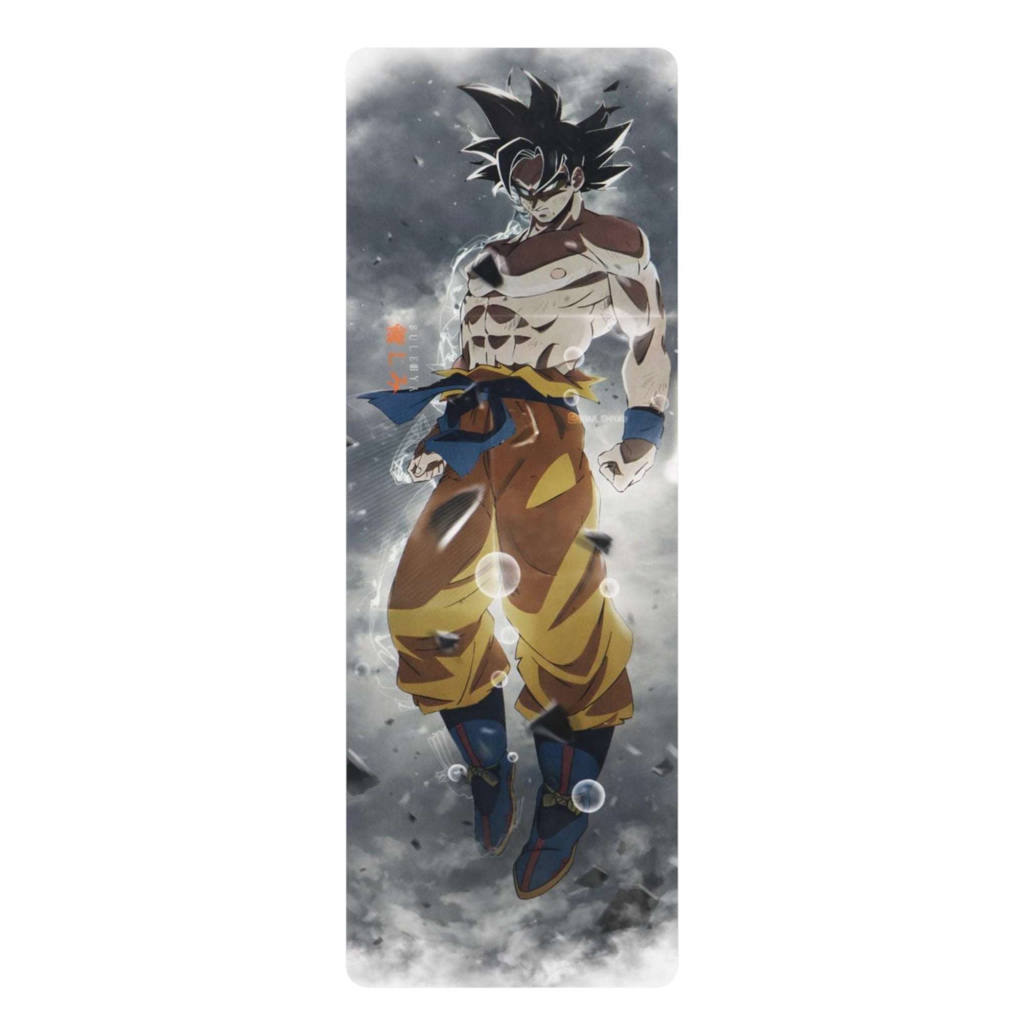 Super Saiyan Warrior Rubber Yoga Mat | Anime Martial Artist Silhouette
