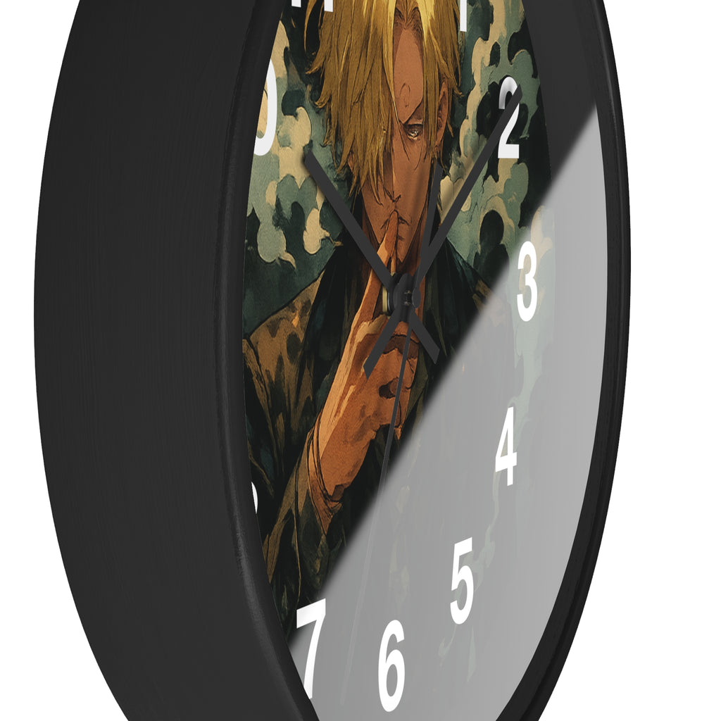 Blond Anime Man Smoking Wall Clock | Illustrated Character, Dark Moody Art