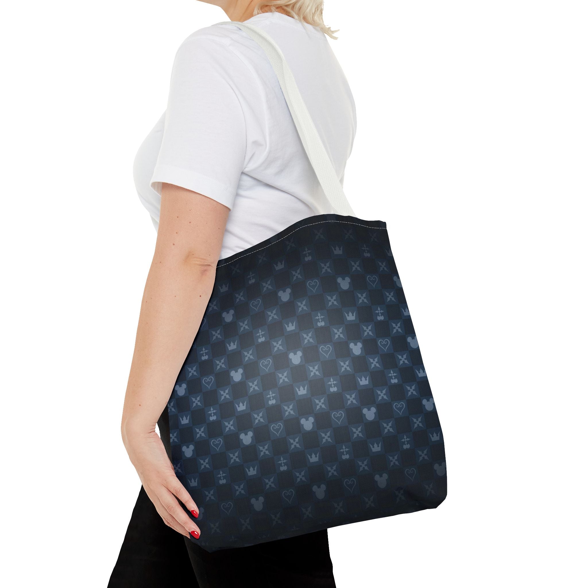 Dark Blue Patterned Monogram Tote | All-Over Print Tote