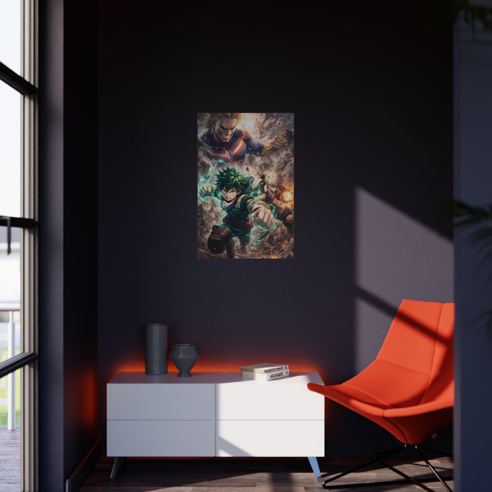 Anime Action Foam Board Poster — Dynamic Hero Trio Wall Art