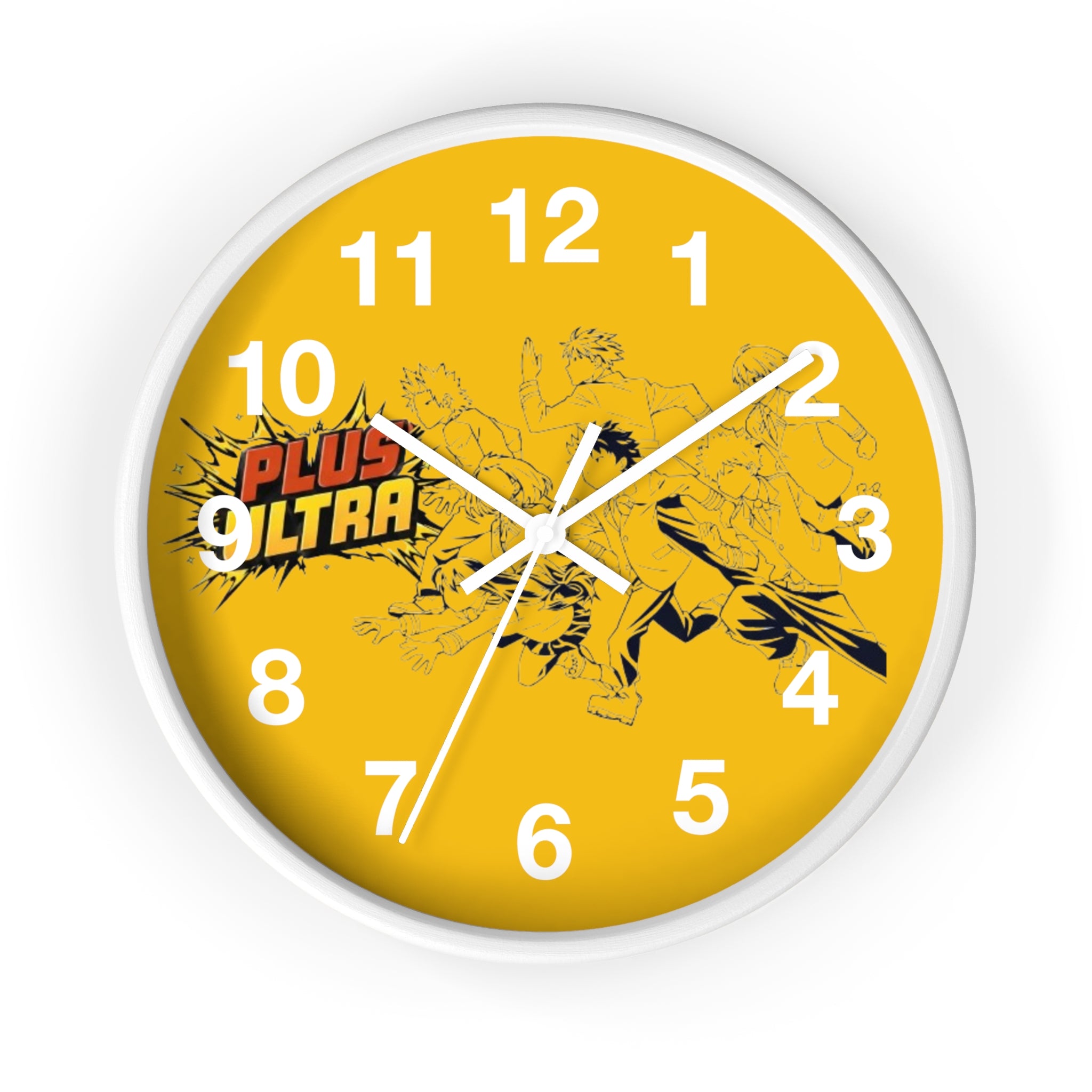 Plus Ultra Heroes Wall Clock | Yellow Anime Action Clock