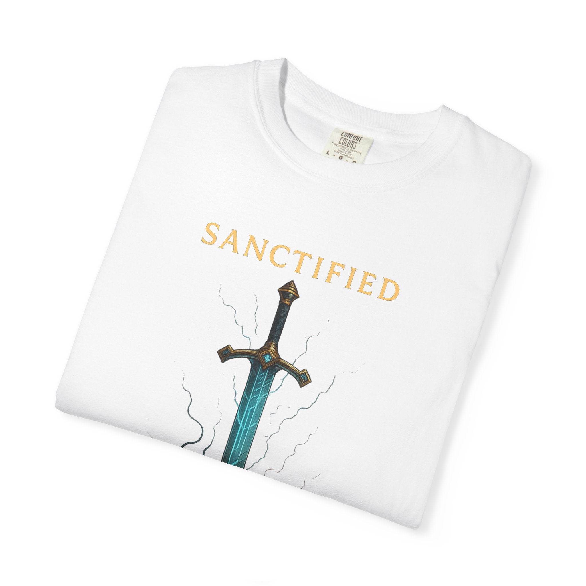 Sanctified Sword Unisex Garment-Dyed T-shirt, Vintage Style Tee, Unique Gift for Gamers & Fantasy Lovers, Spiritual Fashion, Everyday Wear