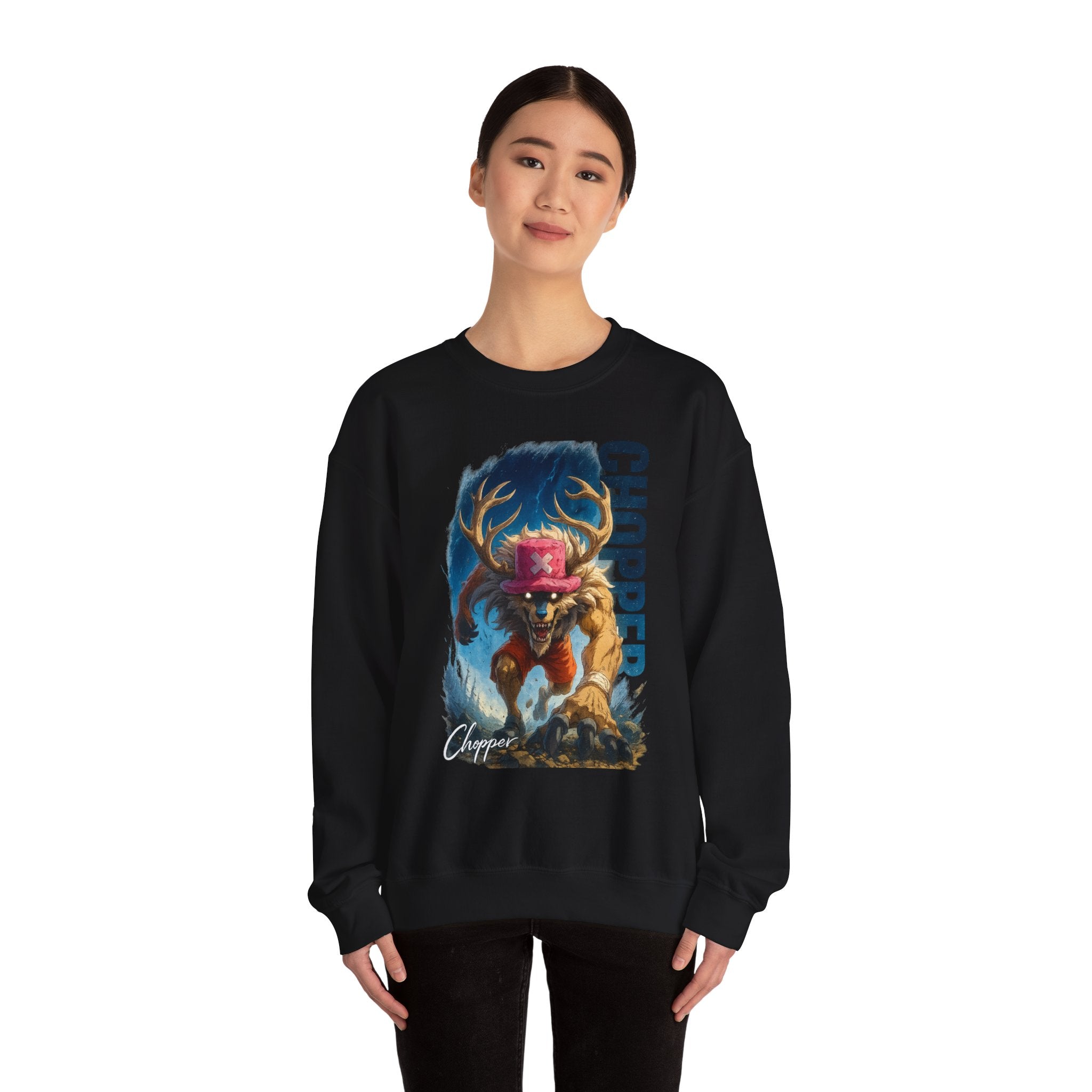 Moose Rider Illustration Sweatshirt | Retro Chopper Graphic Crewneck