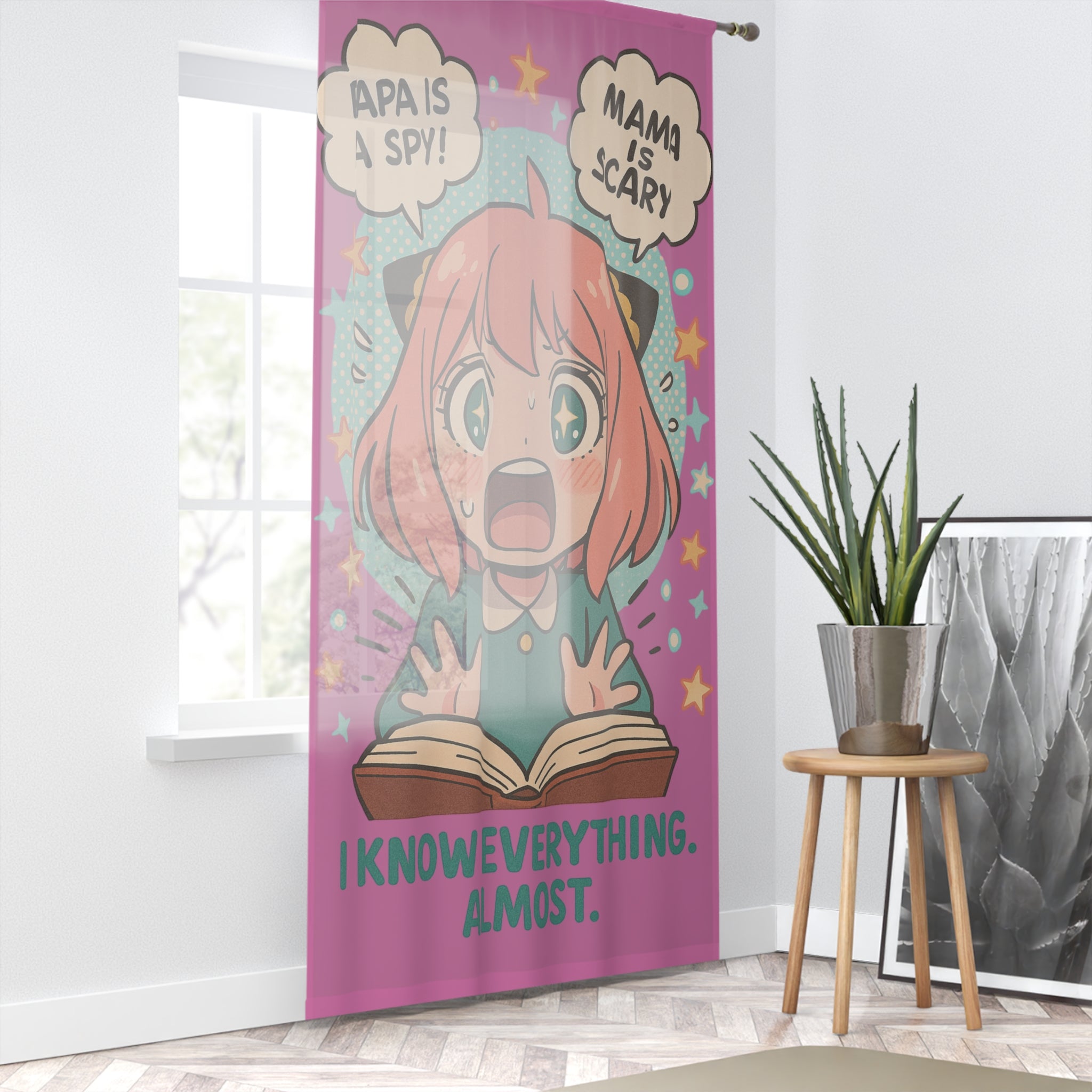 Spy Kids Anime Girl Curtain | I Know Everything Almost, Manga Style Window Curtain