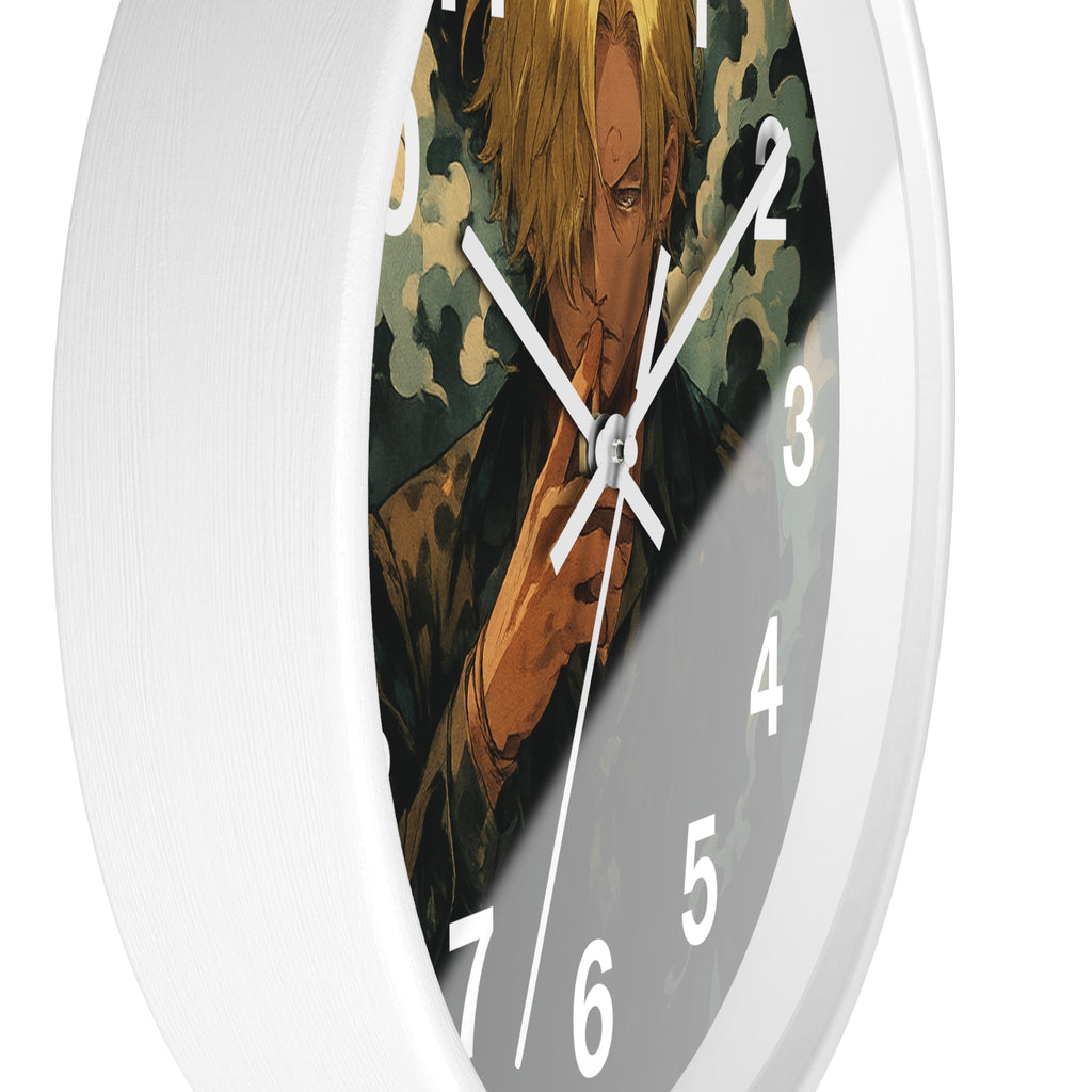 Blond Anime Man Smoking Wall Clock | Illustrated Character, Dark Moody Art