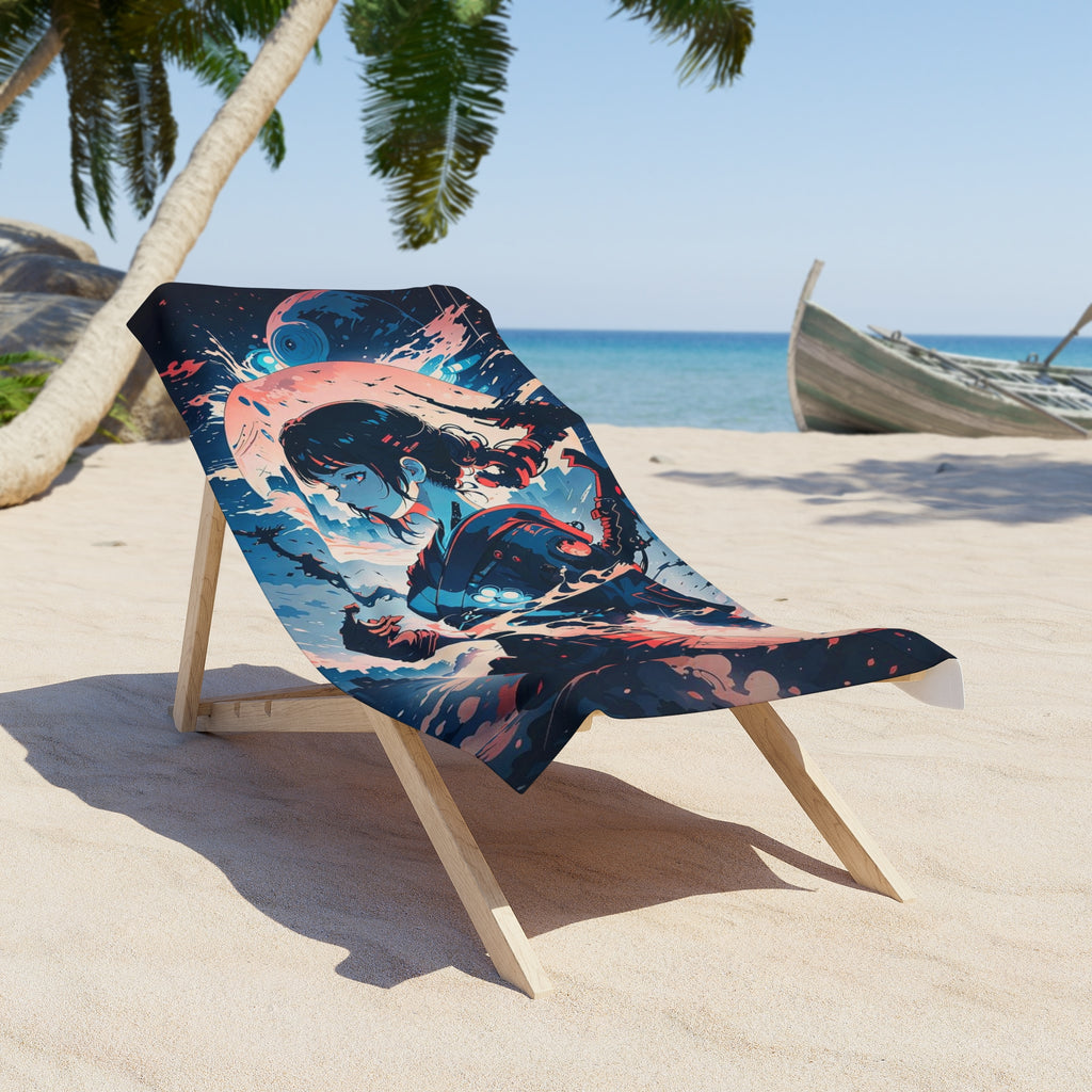 Surfer Wave Rider Beach Towel | Ocean Wave Art, Surfing Scene
