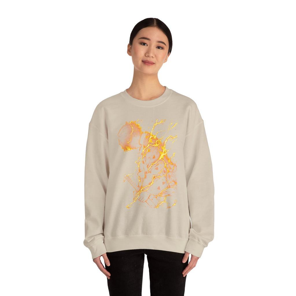 Fiery Guitarist Illustration Sweatshirt | Electric Music Rock Art