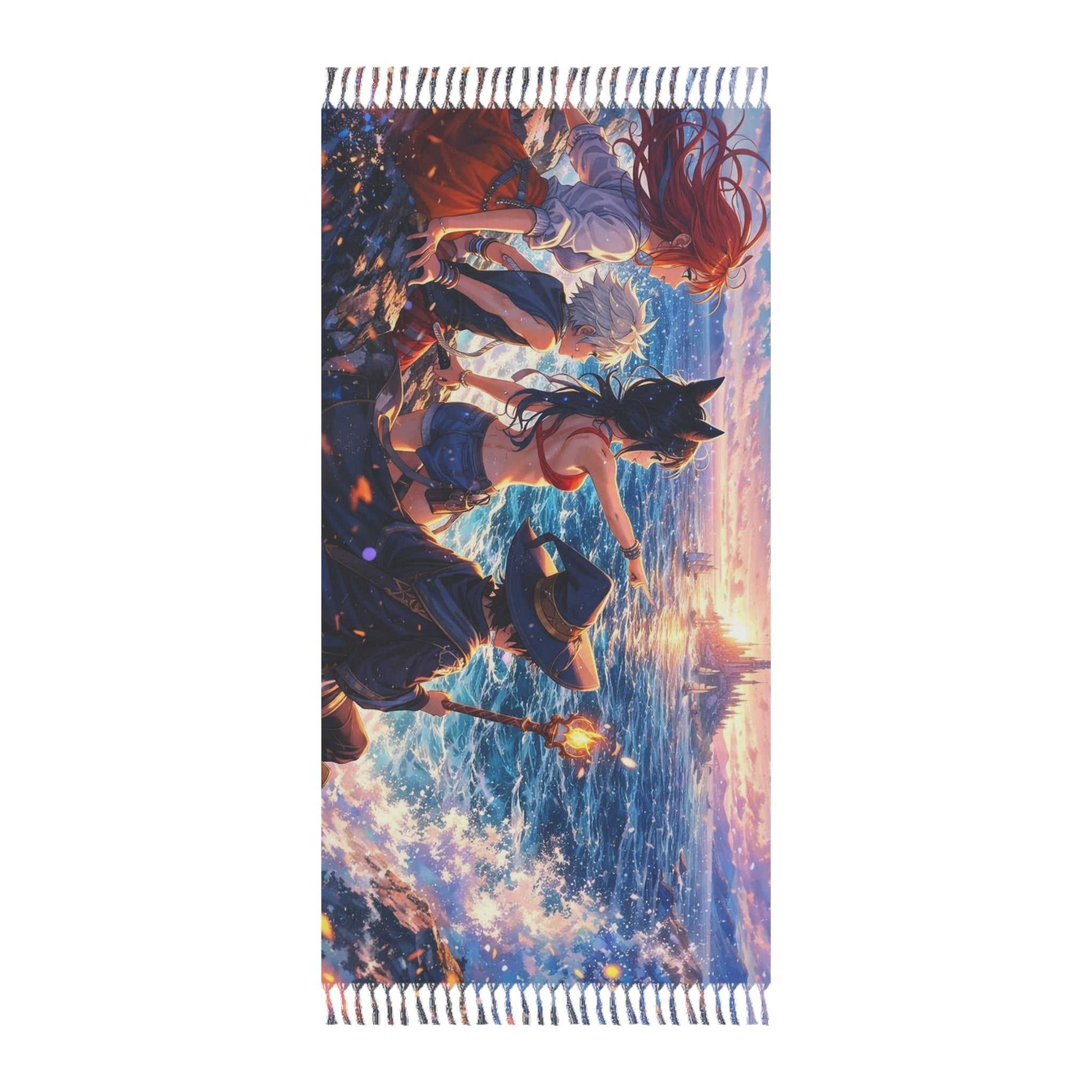 Sunset Ocean Adventure Beach Towel | Boho Fringe