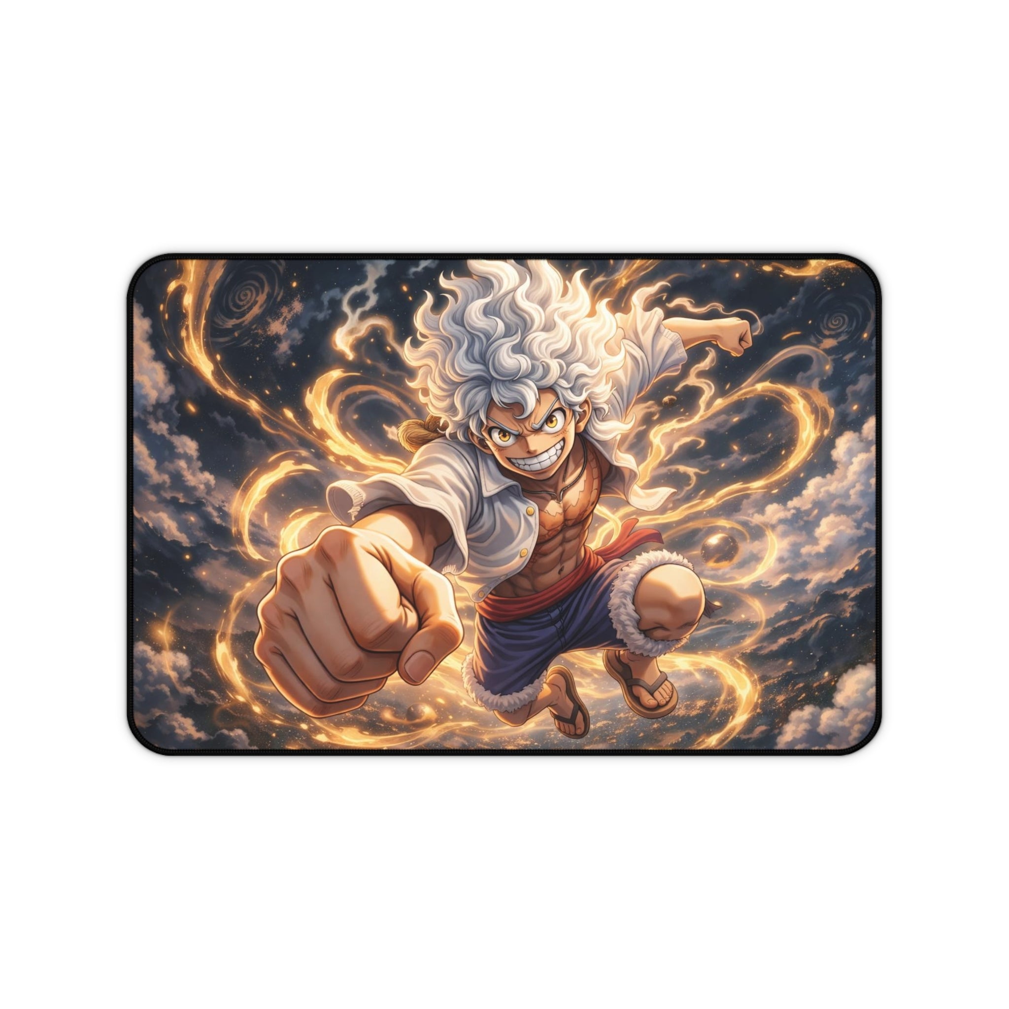 Anime Lightning Warrior Desk Mat — Energetic Gaming & Workstation Mouse Pad