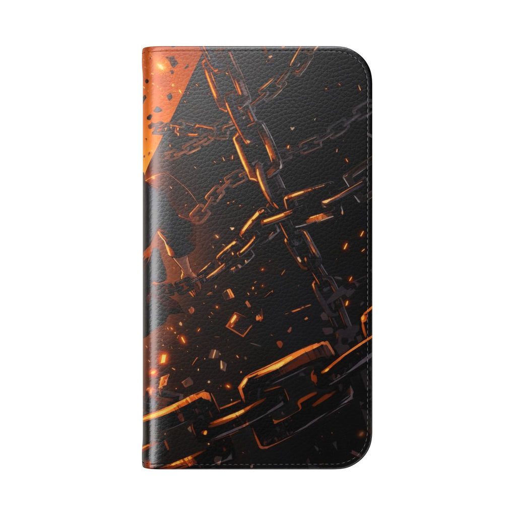 Samurai Flame Illustration Flip Phone Case - Magnetic Wallet Cover