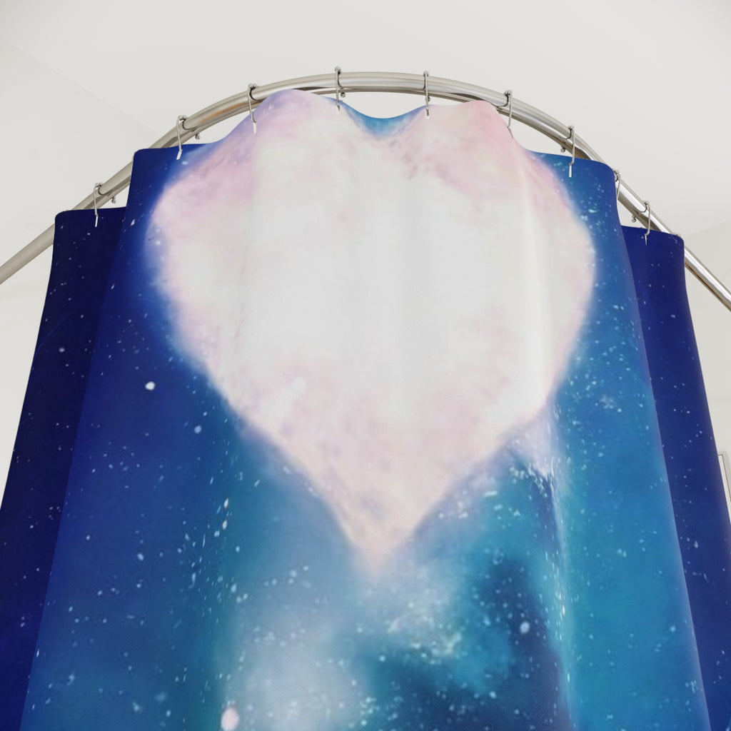 Celestial Heart Nebula Shower Curtain | Starry Night Bathroom