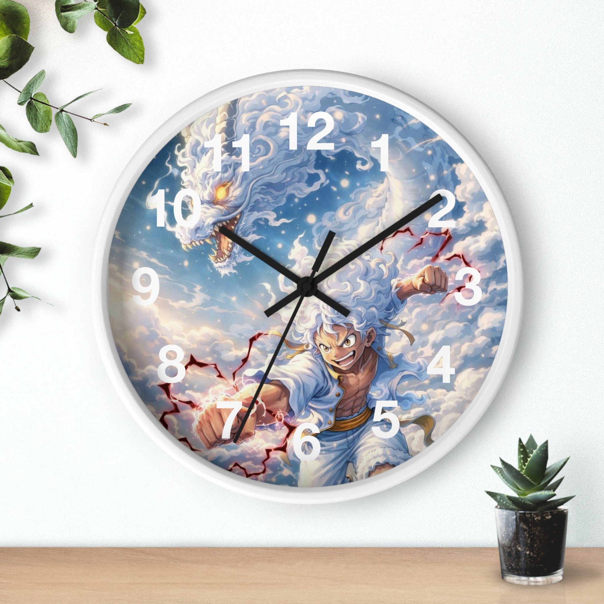 Storm Dragon Warrior Wall Clock | Fantasy Anime Lightning Art
