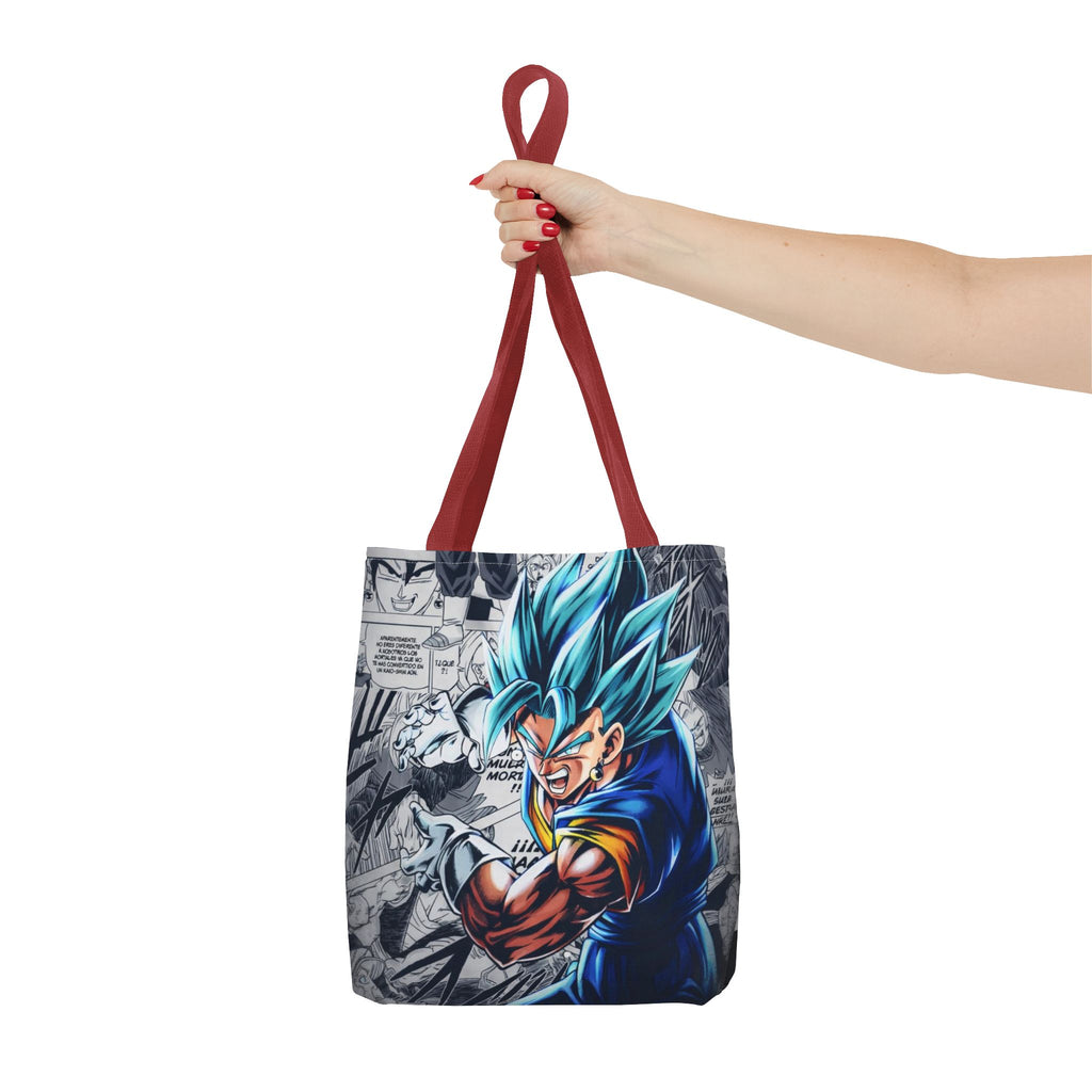 Blue Super Saiyan Illustration Tote Bag | Anime Manga Panel Background
