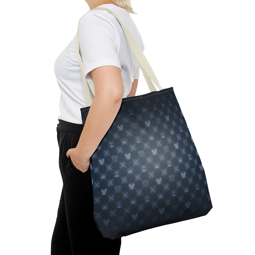 Dark Blue Patterned Monogram Tote | All-Over Print Tote