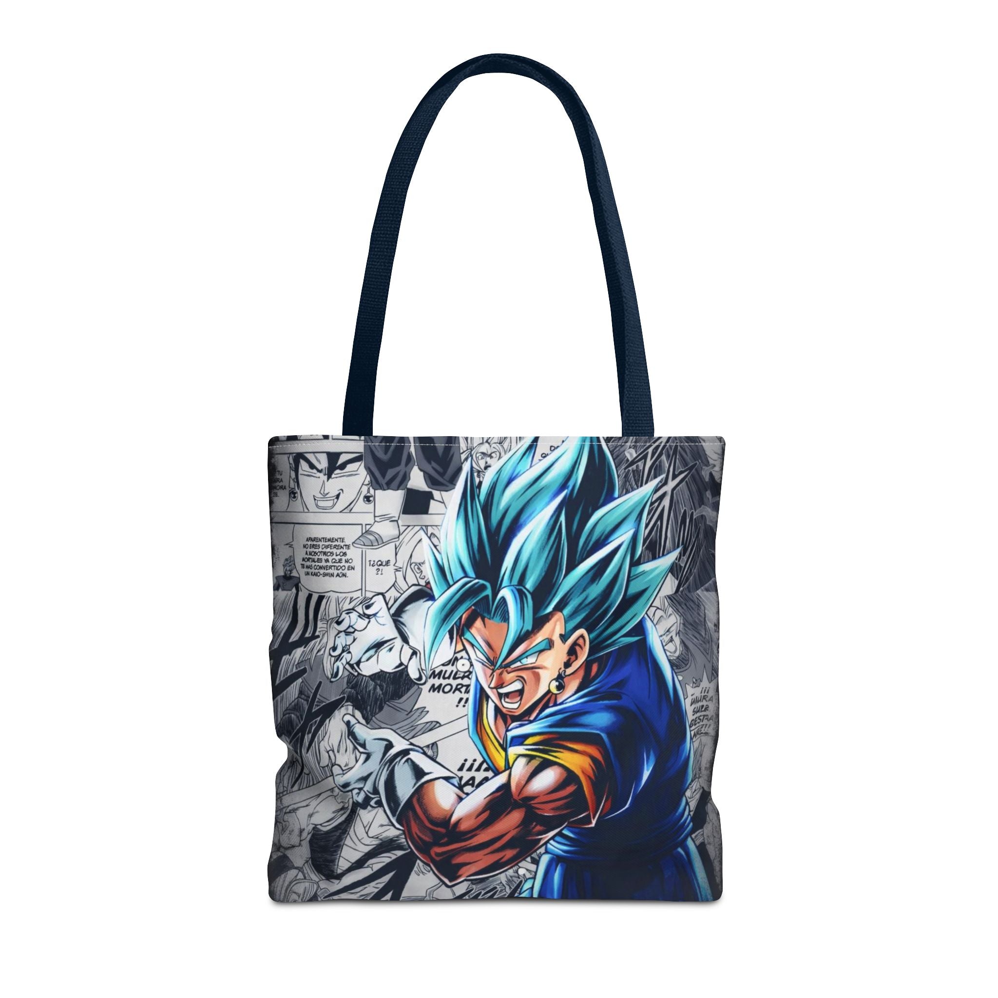 Blue Super Saiyan Illustration Tote Bag | Anime Manga Panel Background