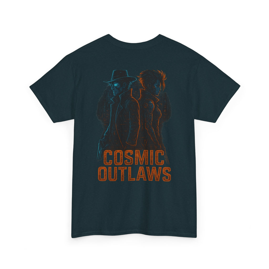 Cosmic Outlaws Graphic Tee | Space-Themed Apparel, Unisex Heavy Cotton Tee, Galaxy T-Shirt, Vintage Style Shirt, Unique Gift Idea