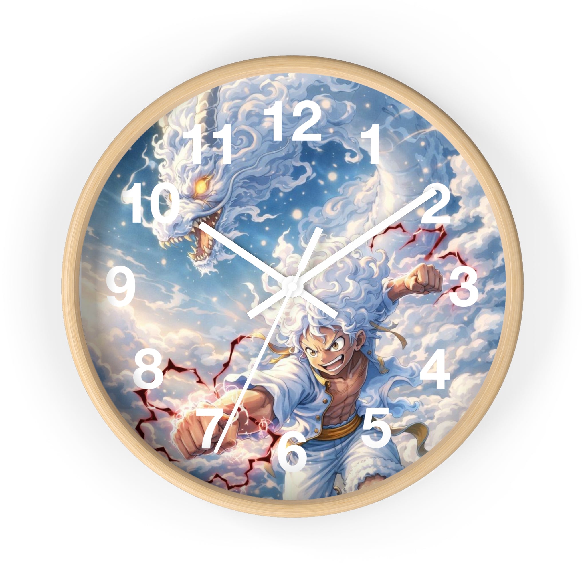 Storm Dragon Warrior Wall Clock | Fantasy Anime Lightning Art
